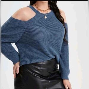 SHEIN Off-Shoulder Blue Sweater
